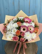 Букет цветов из:  Розы, Герберы и Хризантемы в Макушино