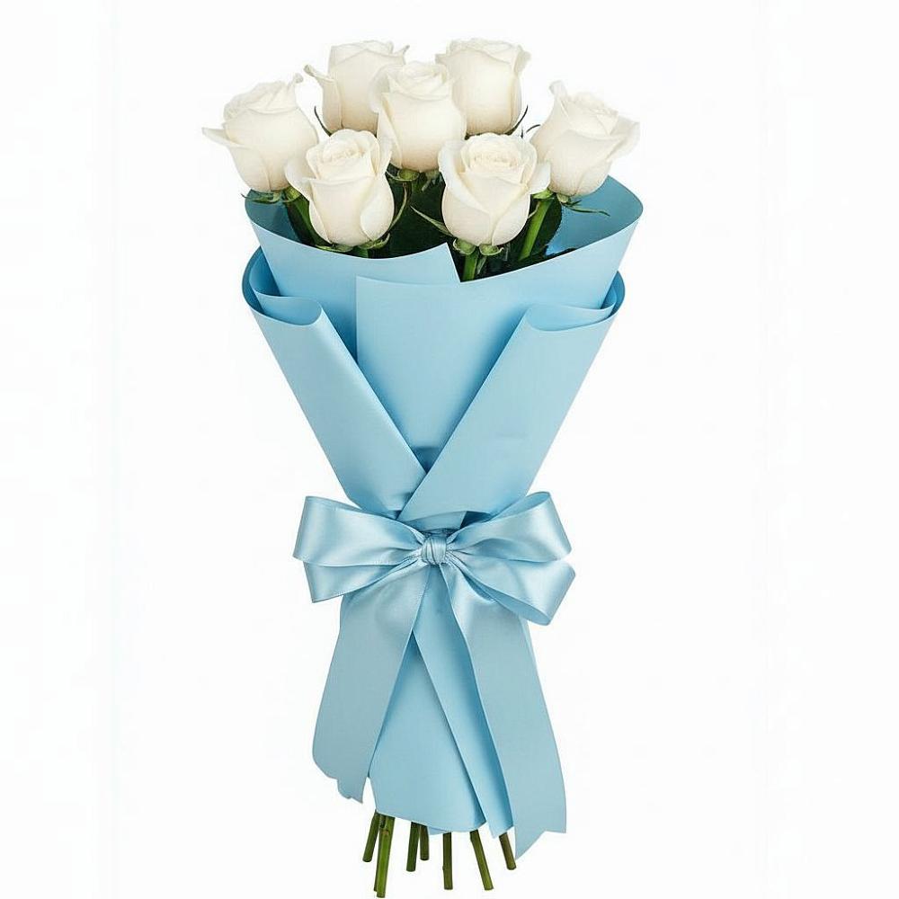 Букет 7 белых роз Проуд в Макушино