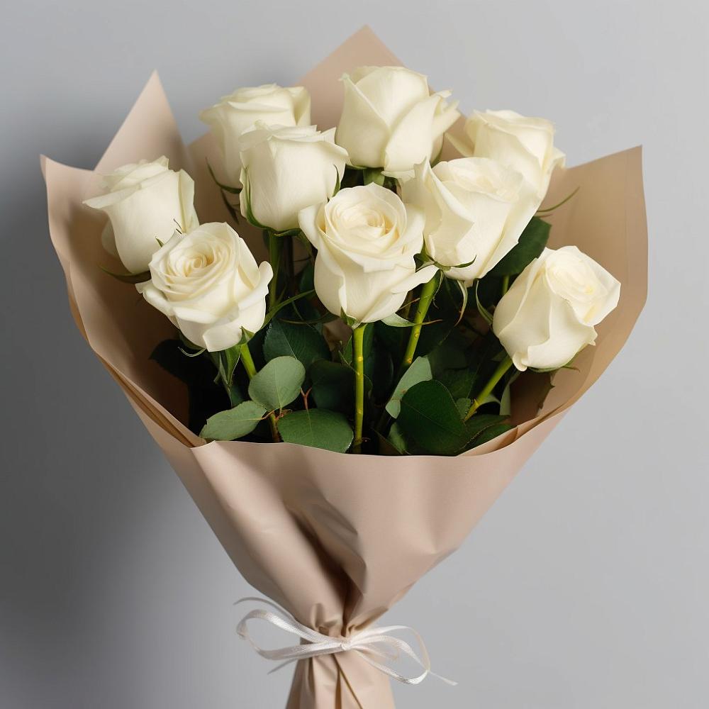 Букет 9 Белых роз Эдлесс Лав в Макушино