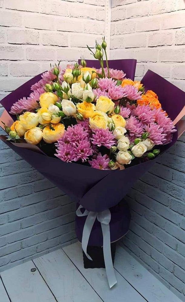 Букет цветов из: Хризантемы и Розы в Макушино