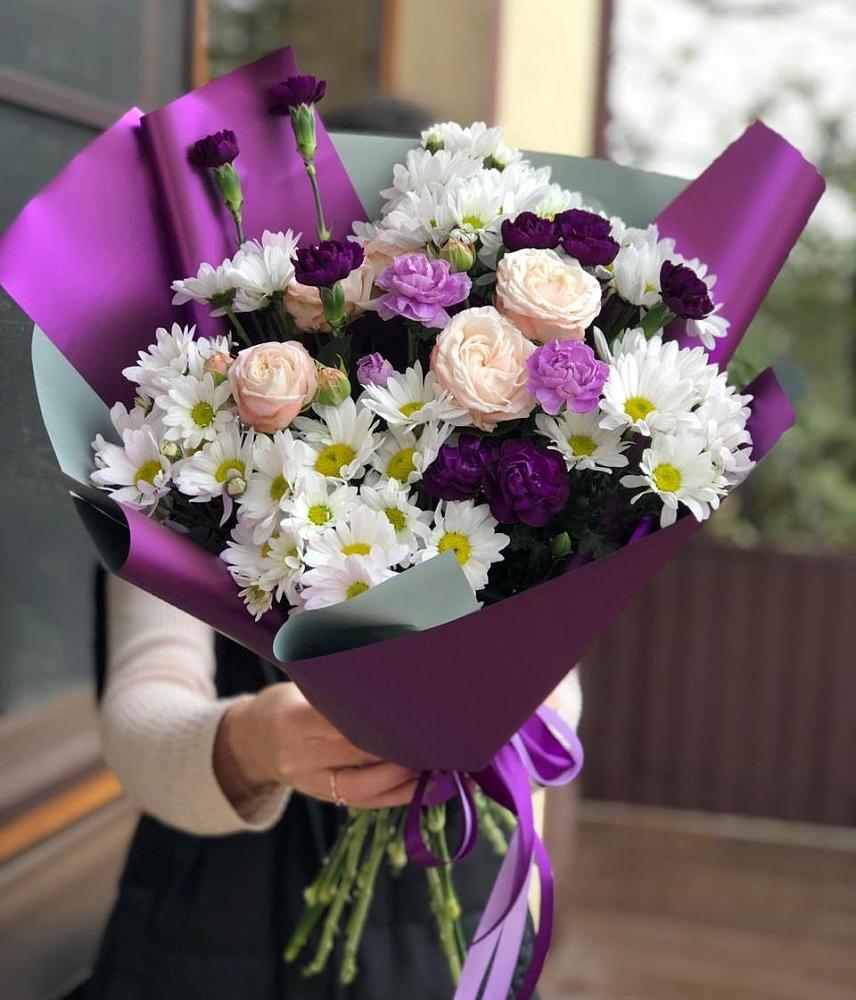 Букет цветов из: Хризантемы, Гвоздики и Розы в Макушино