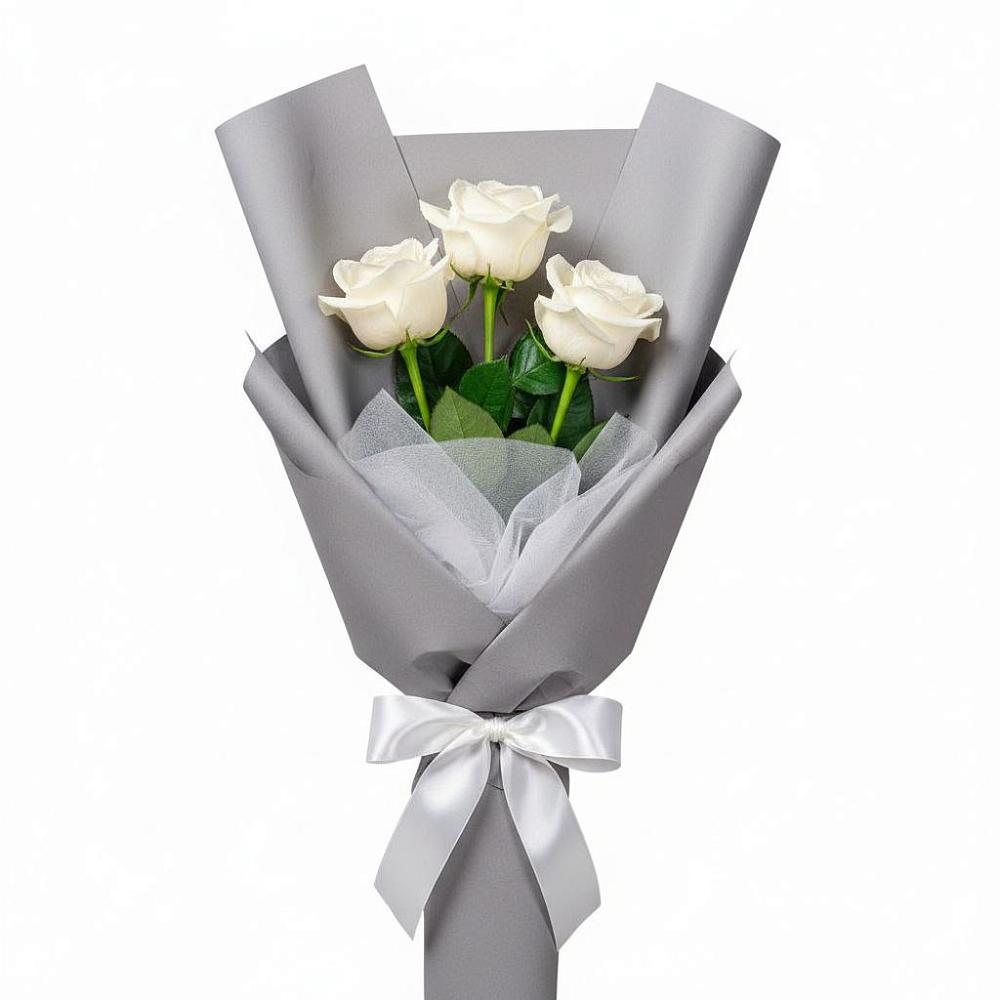 Букет 3 белые розы в Макушино