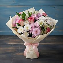 Букет цветов из:  Хризантемы, Альстромерии и Розы в Макушино