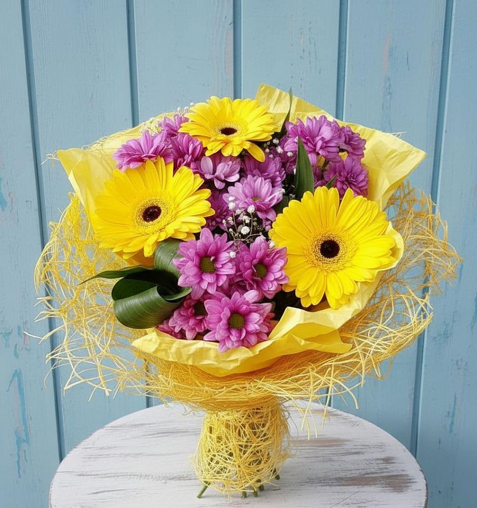 Букет цветов из: Хризантемы и Герберы в Макушино