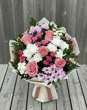 Букет цветов из:  Альстромерии, Гвоздики, Розы и Хризантемы #REPLACE_PRED# Макушино