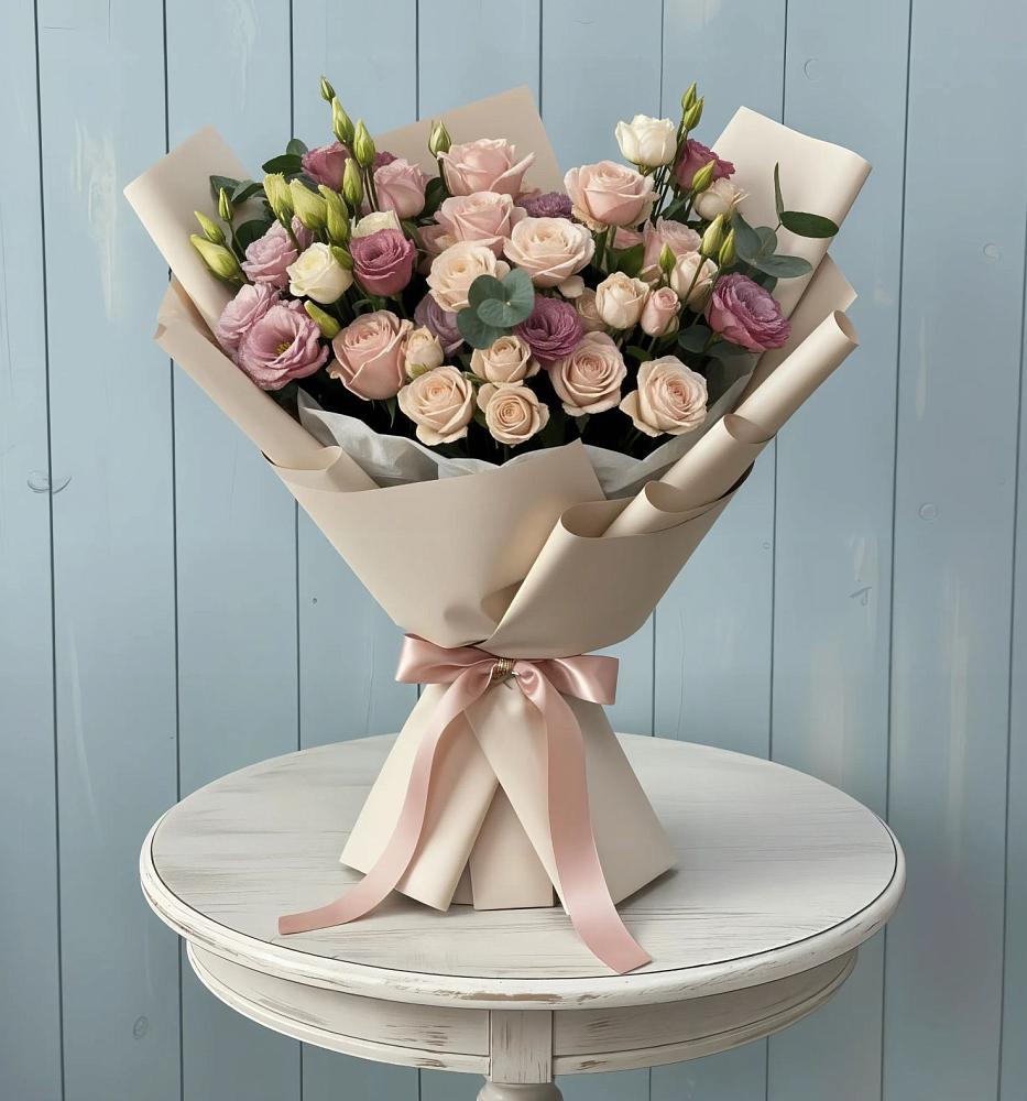 Букет цветов из: Розы и Лизиантусы в Макушино