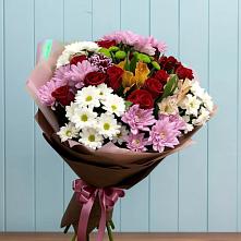 Букет цветов из:  Розы, Хризантемы и Альстромерии #REPLACE_PRED# Макушино