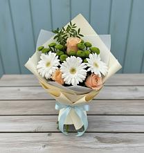 Букет цветов из:  Герберы, Розы и Хризантемы #REPLACE_PRED# Макушино