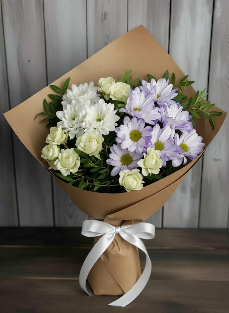 Букет цветов из: Хризантемы и Розы в Макушино