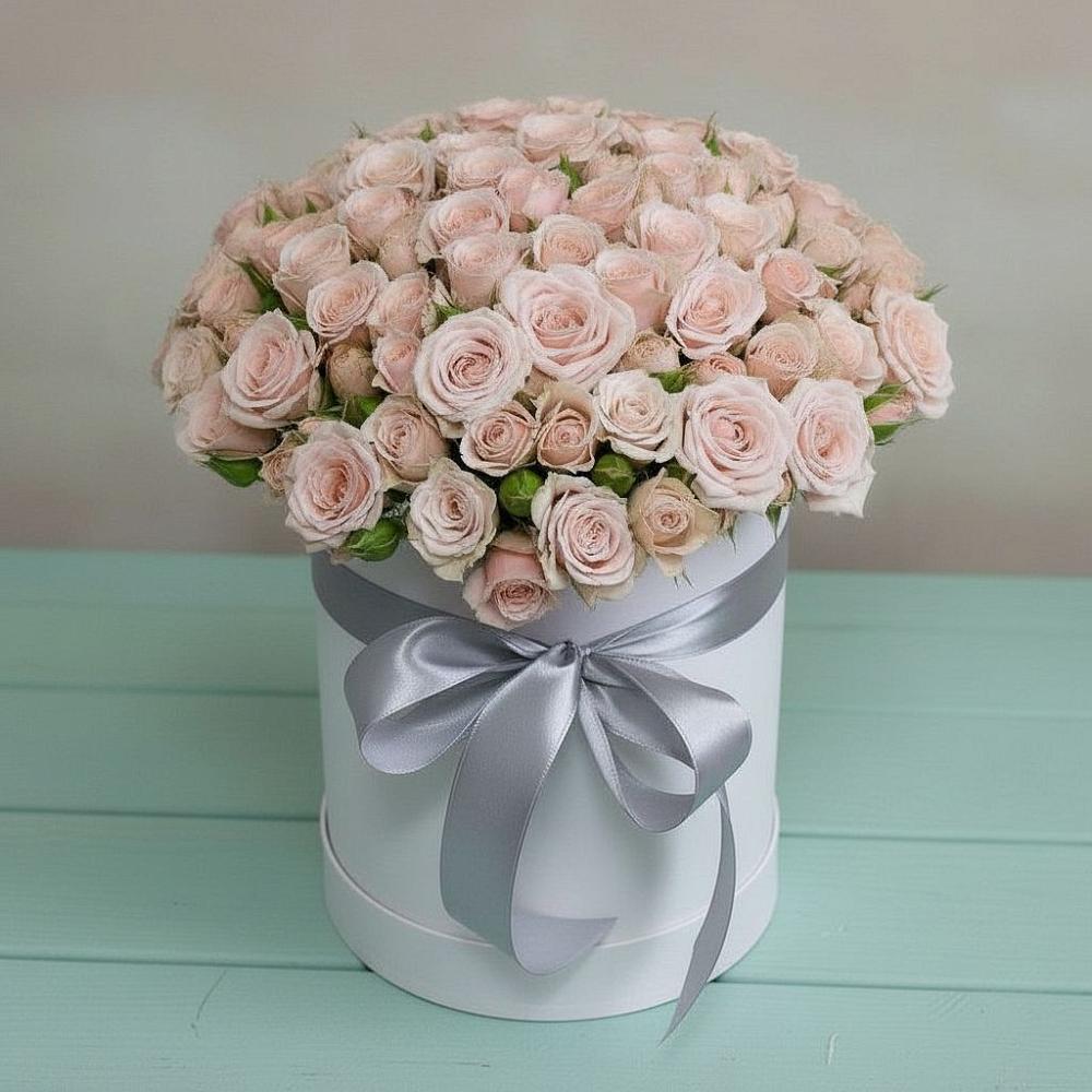 Цветочная композиция из Розы в шляпной коробке в Макушино